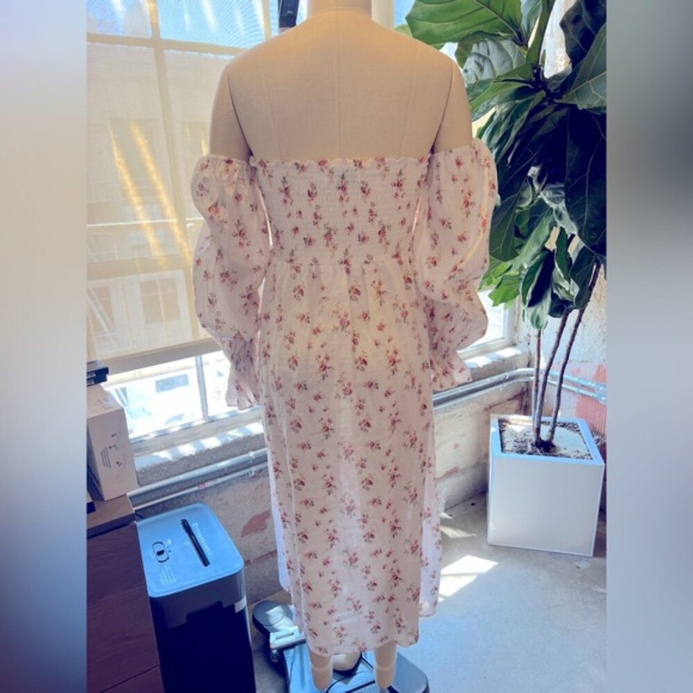 Petal & Pup Domenica Shirred Long Sleeve Midi Dress Ditsy Floral - Picture 5 of 8